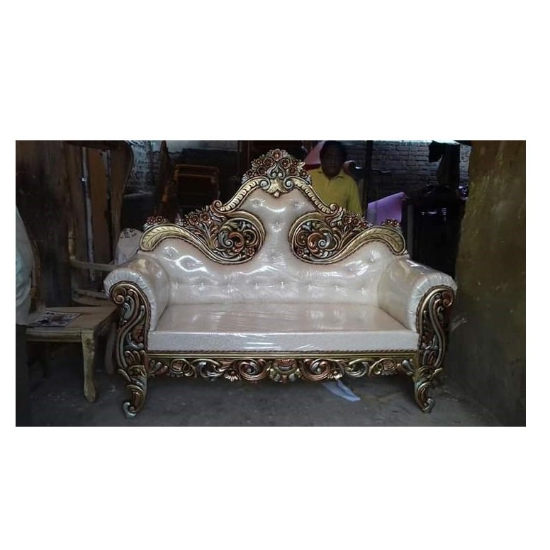 Hot Selling White Wedding Sofa Velvet Wedding Sofa Hotel Royal Golden Event Throne High Back Wedding Sofa for Bride and Groom