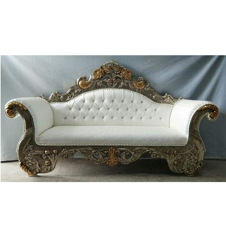 Hot Selling White Wedding Sofa Velvet Wedding Sofa Hotel Royal Golden Event Throne High Back Wedding Sofa for Bride and Groom