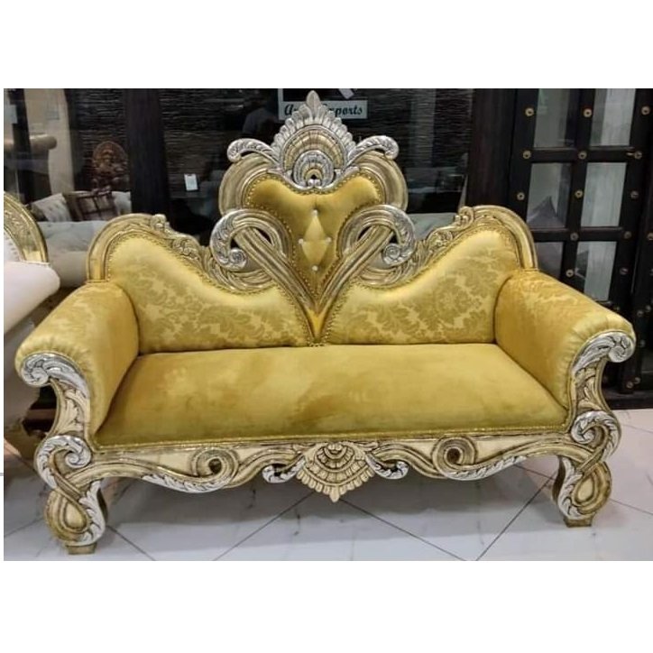 Hot Selling White Wedding Sofa Velvet Wedding Sofa Hotel Royal Golden Event Throne High Back Wedding Sofa for Bride and Groom