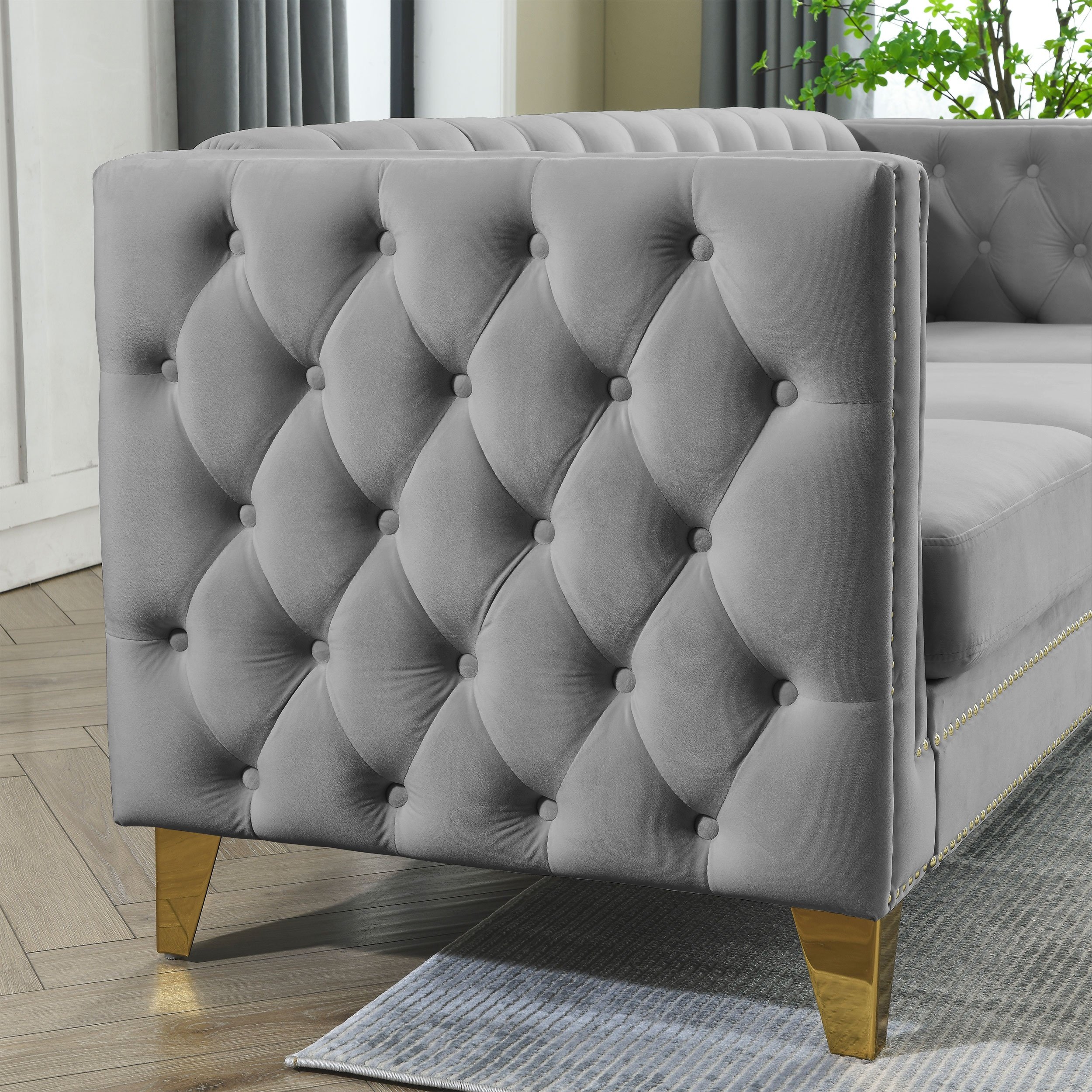 Living Room Upholstered Sofa with velvet