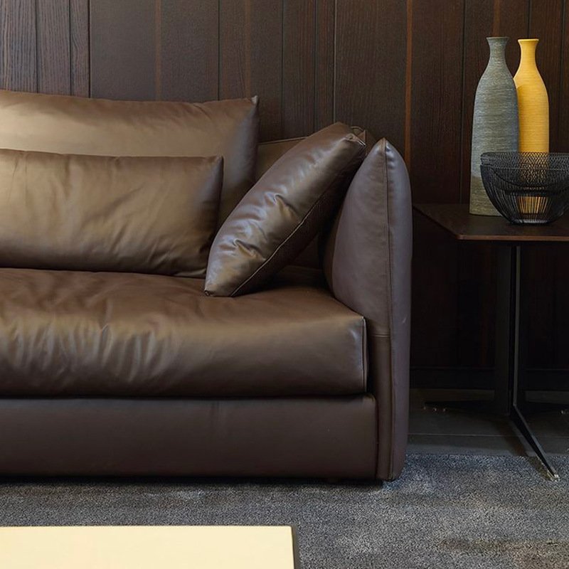Light luxury large apartment down living room furniture combination Italian minimalist leather sofa Nordic modern minimalist lea