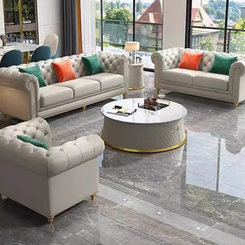 Modern minimalist light luxury style designer furniture luxury fashion selling set leather sofa living room sofa