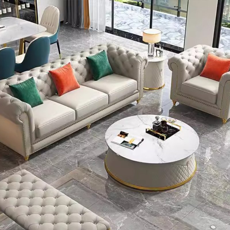 Modern minimalist light luxury style designer furniture luxury fashion selling set leather sofa living room sofa