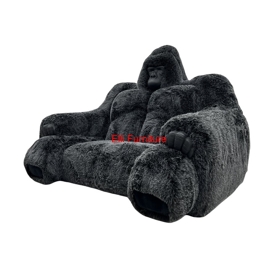 Fur Modular Sofa Chair Animal Velvet Sectional Sofa Couches Living Room Furniture Unique Design Plush King Kong Gorilla Leather