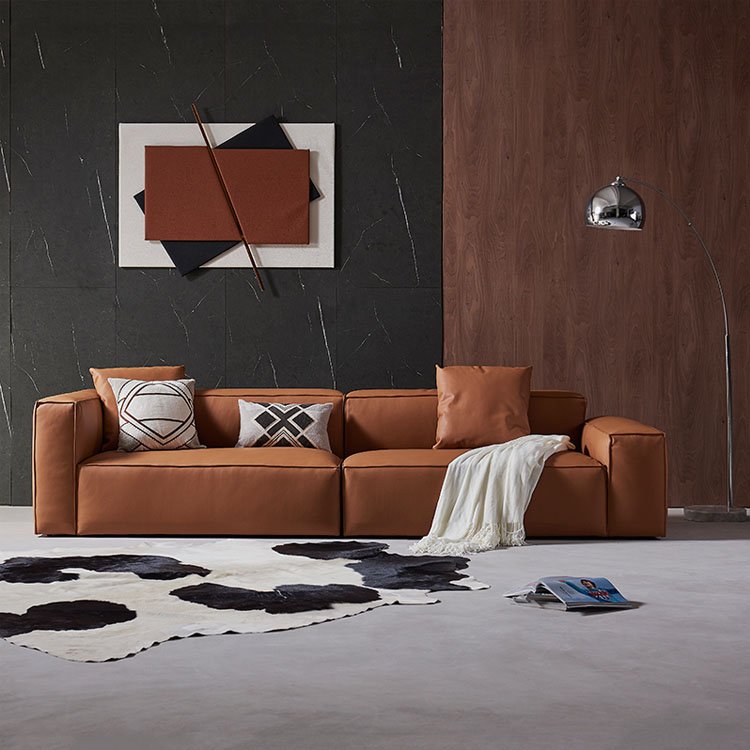 Nordic Small Leather Sofa Seats For Three Or Four Feople Furniture Living Room Sofas For Home