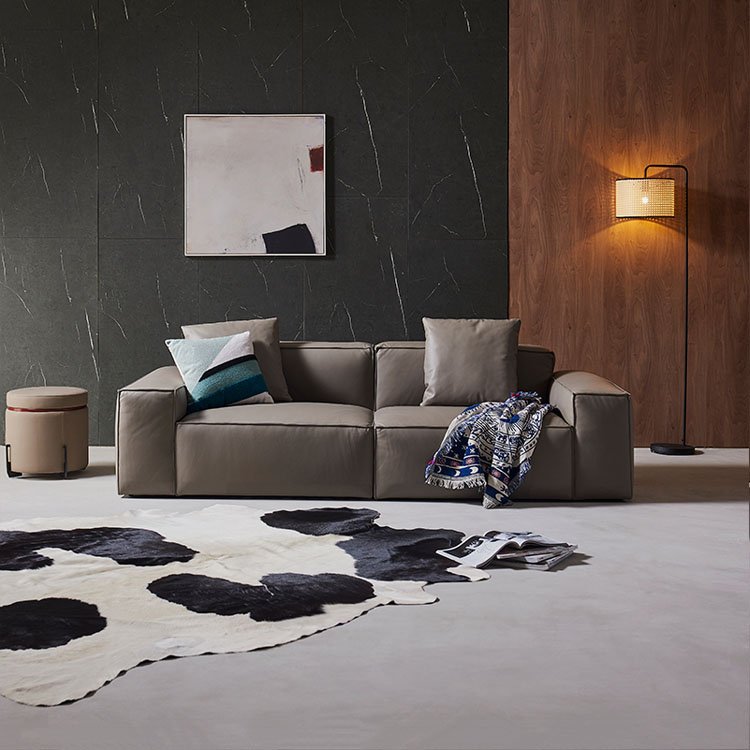 Nordic Small Leather Sofa Seats For Three Or Four Feople Furniture Living Room Sofas For Home