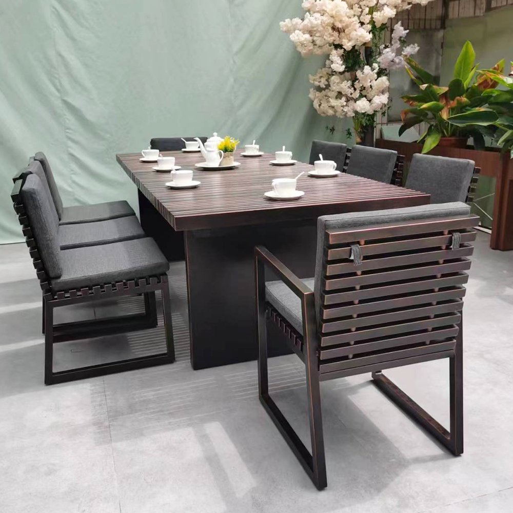 modern luxury 6-seater dining table set livingroom modern patio dinning table set 8 chairs dining room furniture