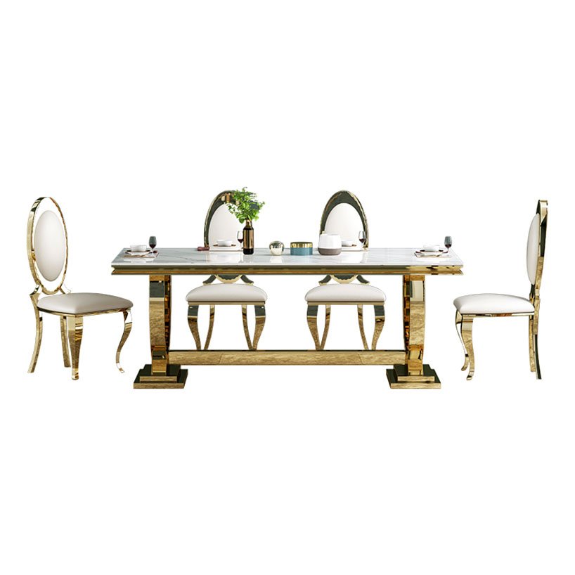 Modern home furniture dinning room table sets stainless steel marble dining table