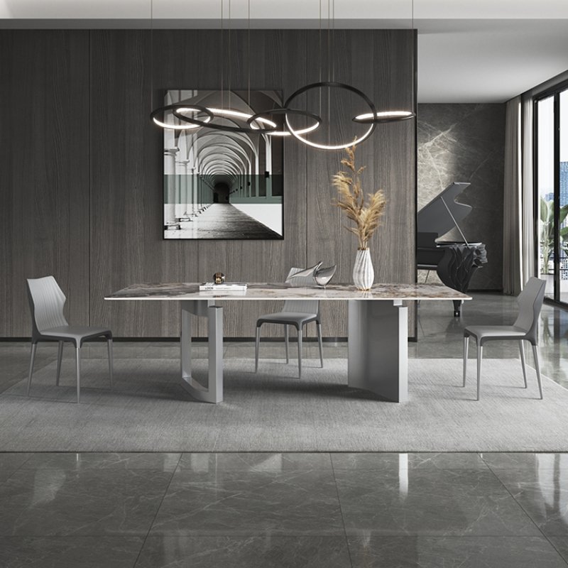 Italian light luxury slate dining table rectangular designer modern high-end marble dining table and chairs