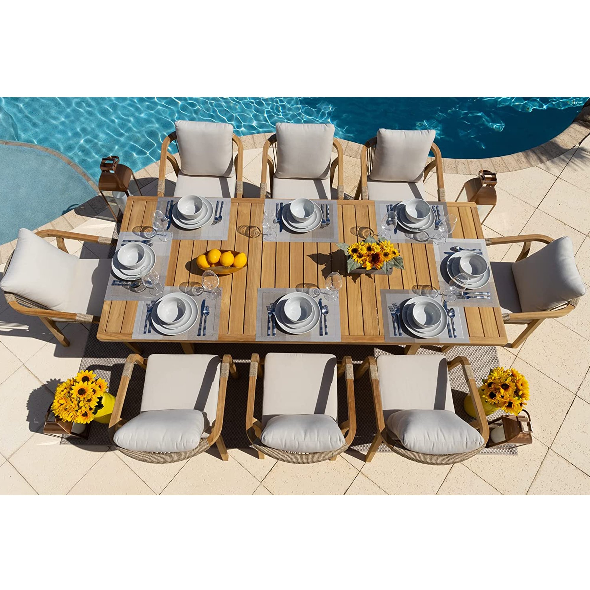 Luxury Outdoor Living Dining Sets All-Weather Comfort Table Chair -Cam