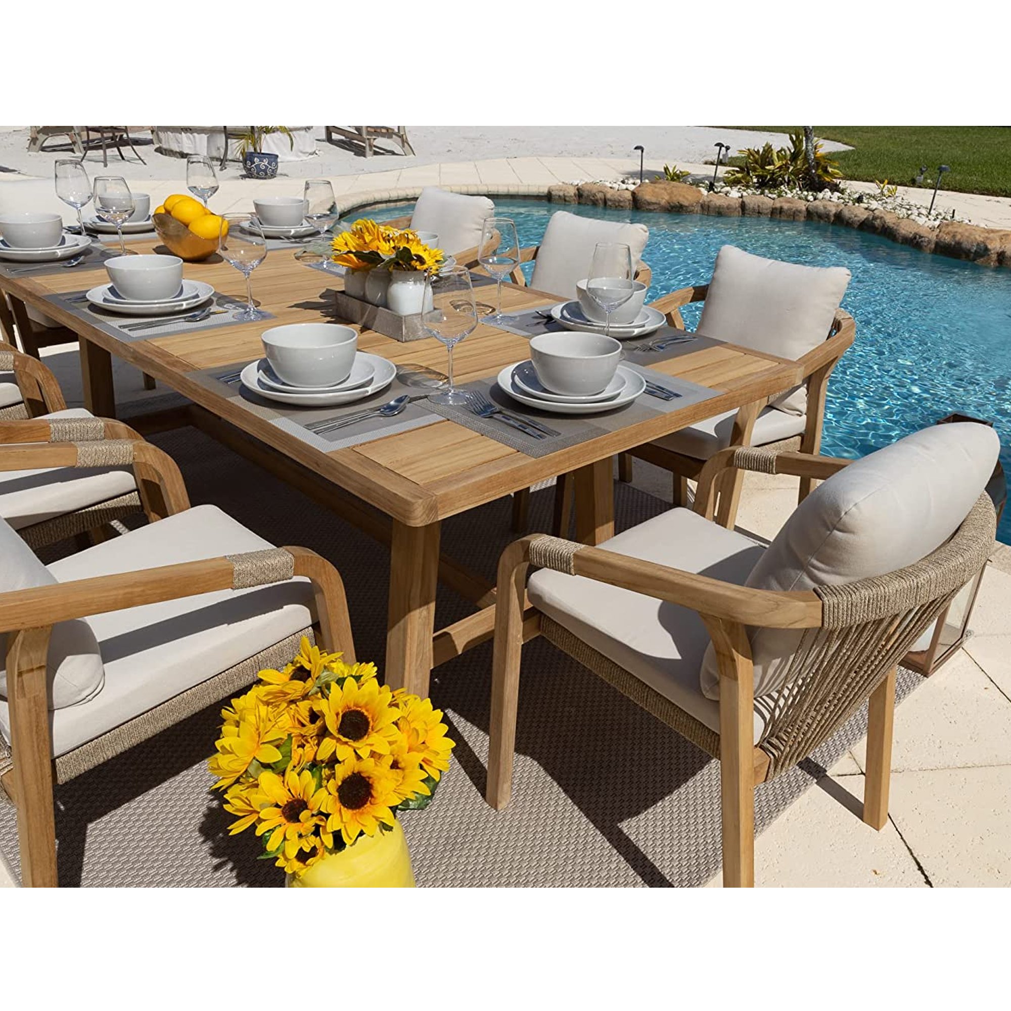 Luxury Outdoor Living Dining Sets All-Weather Comfort Table Chair -Cam