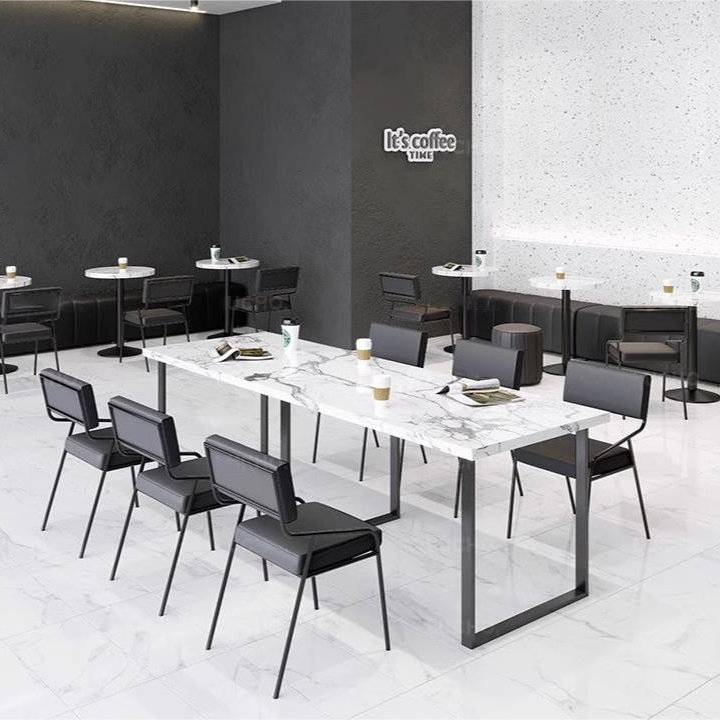 Restaurant Customized Backless Bench Industrial Style Coffee Shop Dining Table And Chair Black Wall Booth Sofa Stool Sets