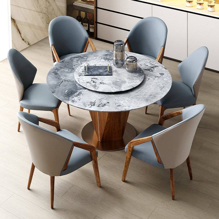 Latest Gorgeous Luxury Restaurant Furniture Wood Frame Chair Stone Top Dining Table Dining Table and Chair Set For Living Room