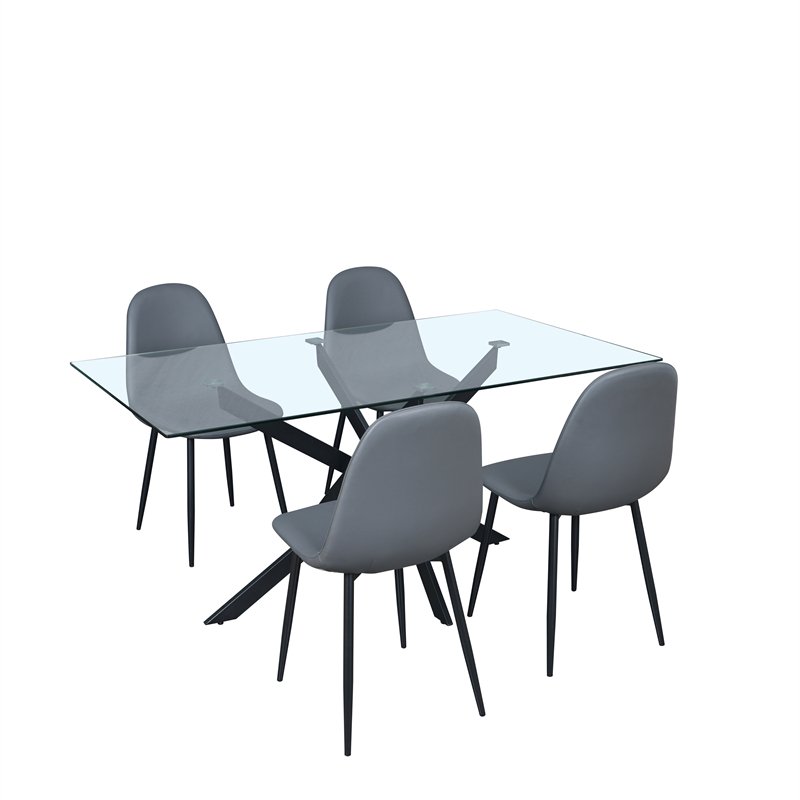 High quality dining table Cheap Price Restaurant Home Rectangular Long glass Dining Table