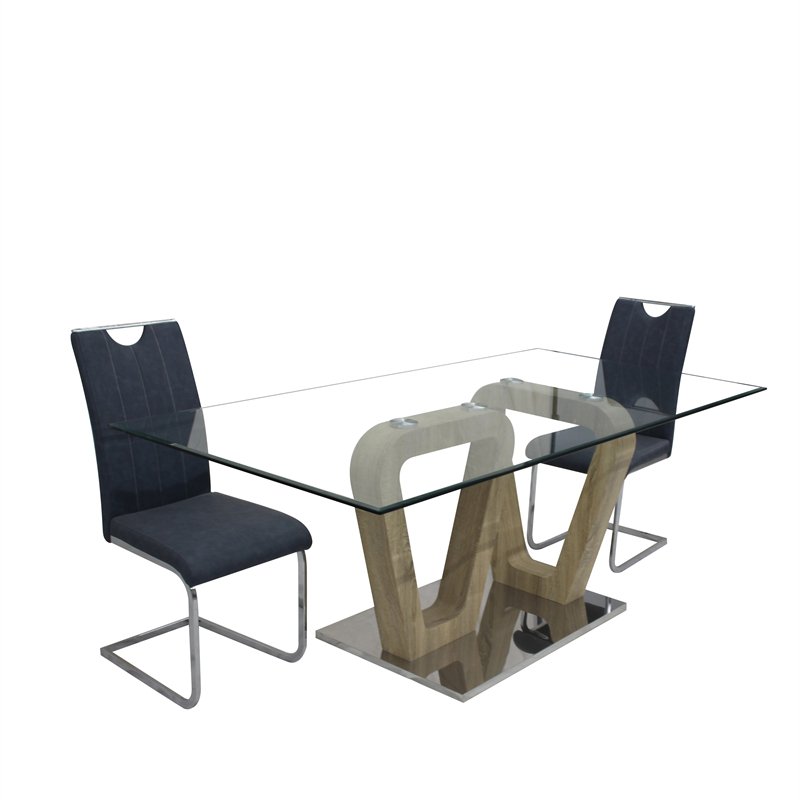 High quality dining table Cheap Price Restaurant Home Rectangular Long glass Dining Table