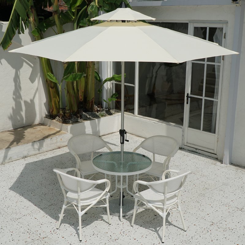 Outdoor simple garden courtyard hotel leisure table and chair milk tea shop rattan table and chair 5-piece set