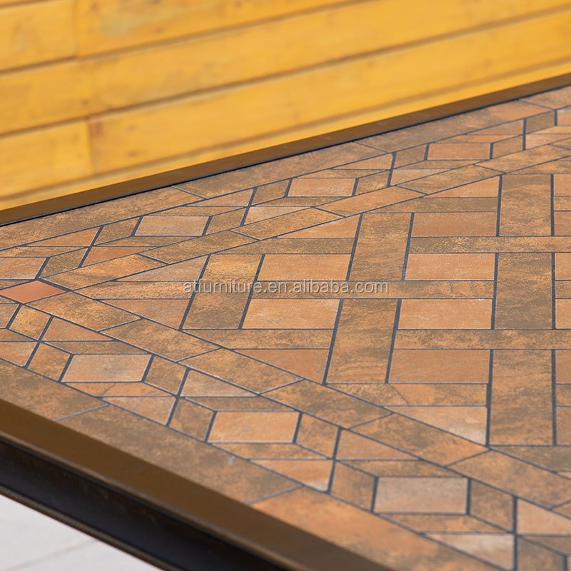 59''x 35.4'' Size Luxurious Cast Aluminum and Ceramic Tile Rectangle Dining Table for Outdoor Patio Garden