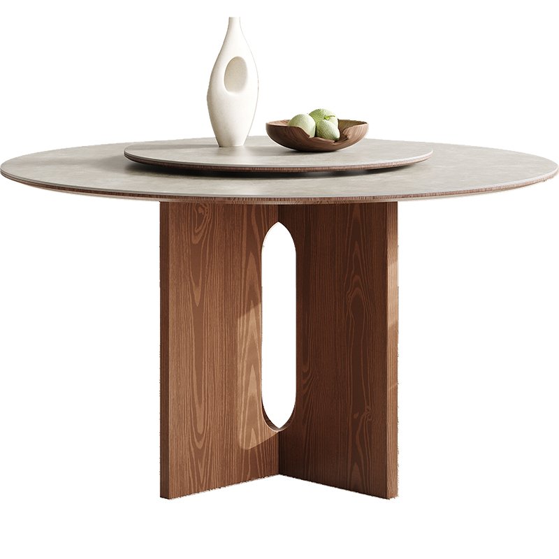 PurelyFeel Designer solid wood dining table and chair combination home modern French retro style round rock board dining table