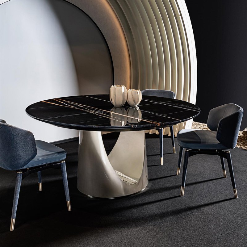 Italy luxury marble multifunctional dining table stainless steel living room oval coffee table can be customized coffee table