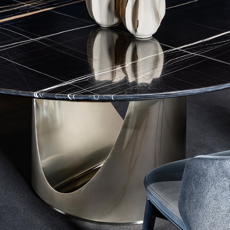 Italy luxury marble multifunctional dining table stainless steel living room oval coffee table can be customized coffee table