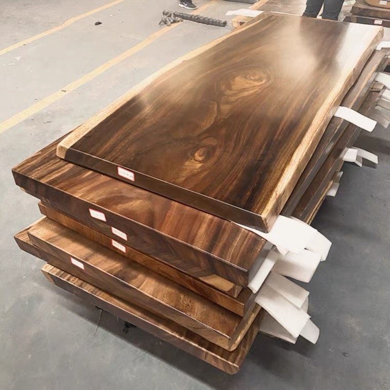 South America natural shape table top live wood slab dining table