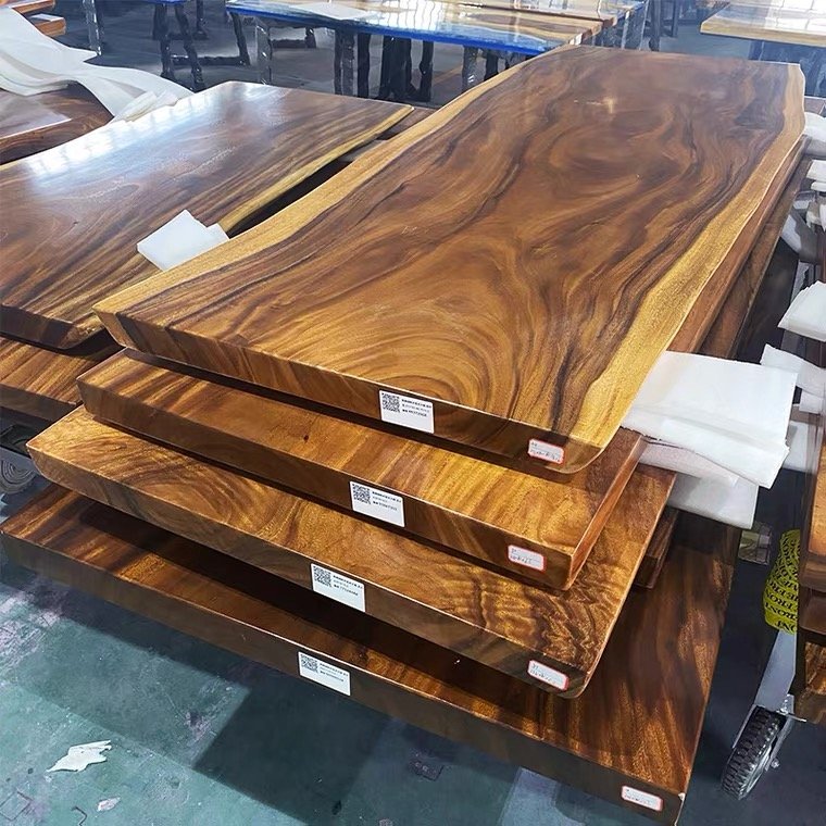 South America natural shape table top live wood slab dining table