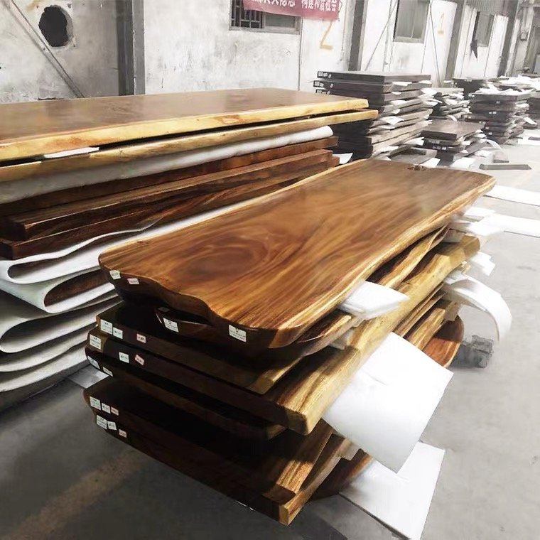 South America natural shape table top live wood slab dining table
