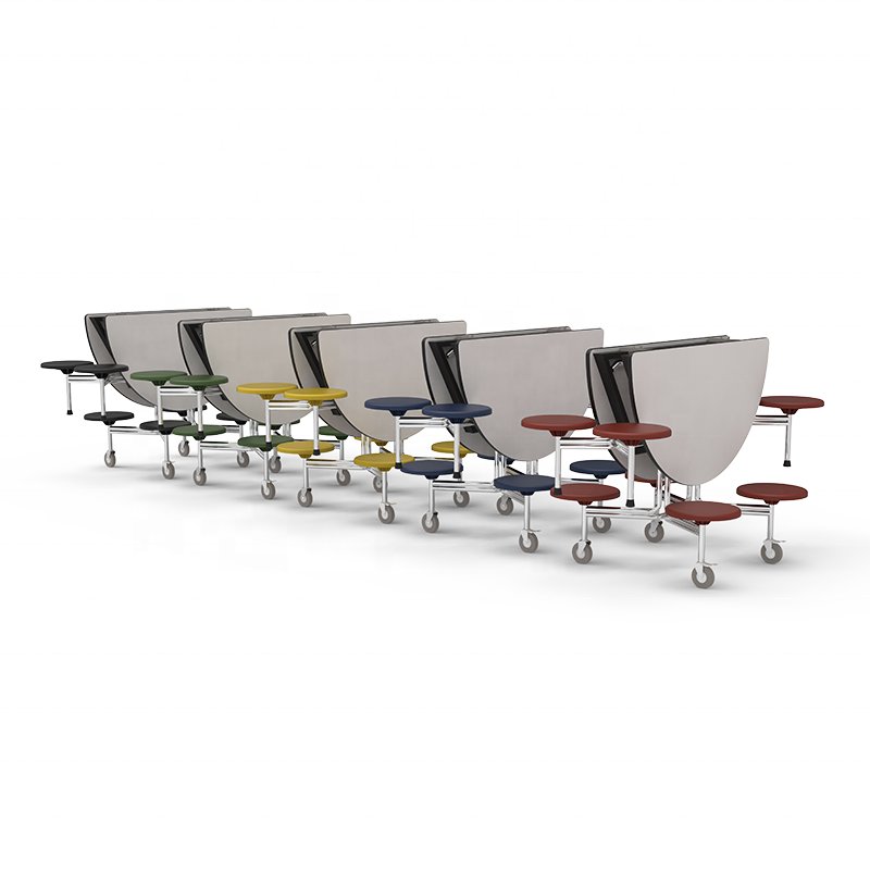 Direct Selling School furniture School Cafeteria Tables Mobile Canteen Table And Chair With Wheel School Foldable Dining Table