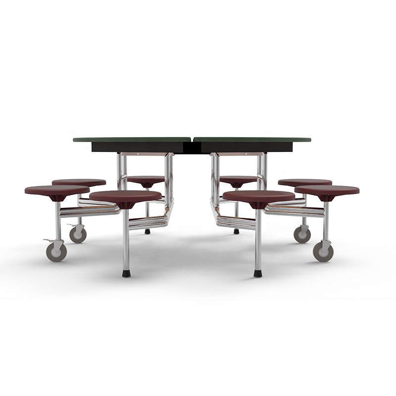 Direct Selling School furniture School Cafeteria Tables Mobile Canteen Table And Chair With Wheel School Foldable Dining Table