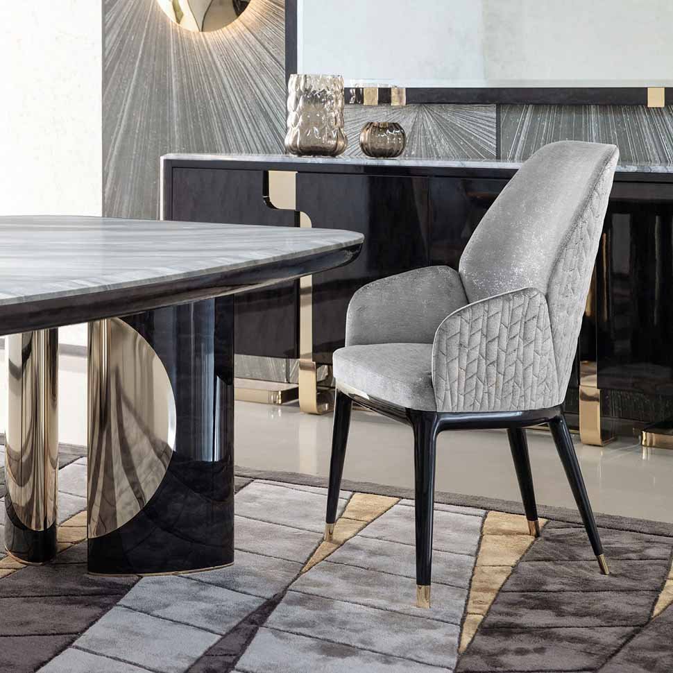 Customized Luxury Restaurant Furniture Table Chair Square Marble Dinning Set with 6 chairs Dining Table