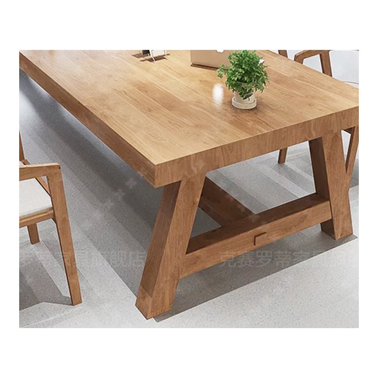 Hot Selling Solid Wood Meeting Room Tables Nature Tuip Oak Solid Wood Dining Table Set