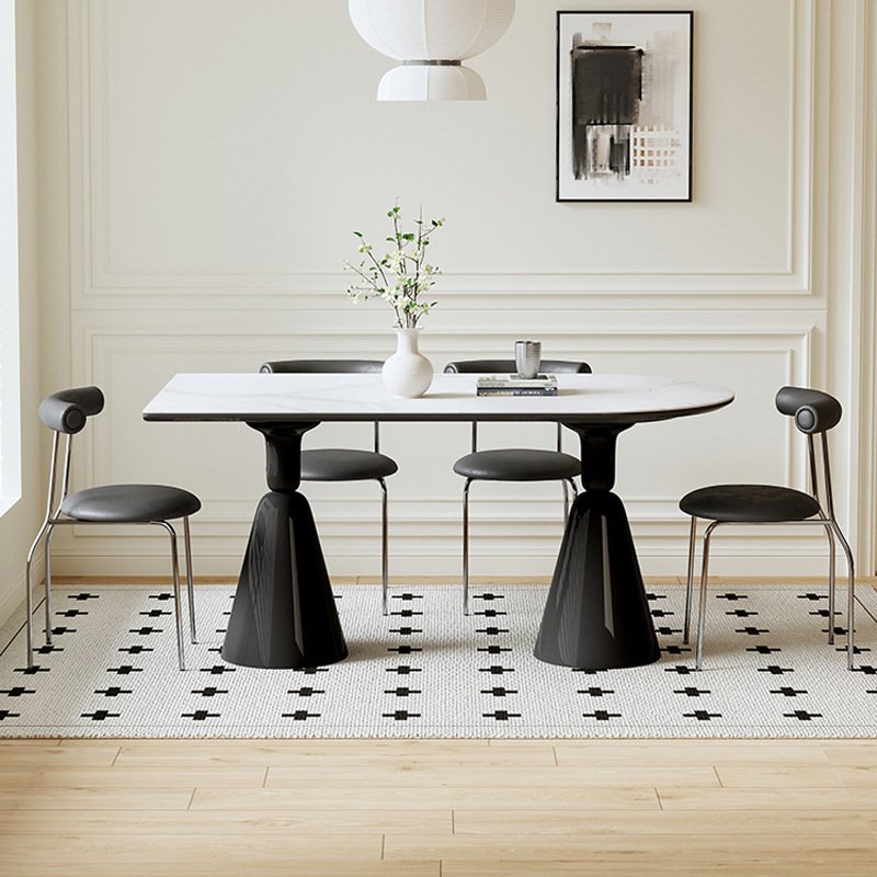 Modern Luxury Nordic Home Restaurant Dining Room Furniture Set 4 Seater Sintered Stone Top Round Dining Table