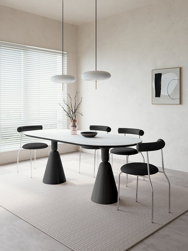 Modern Luxury Nordic Home Restaurant Dining Room Furniture Set 4 Seater Sintered Stone Top Round Dining Table