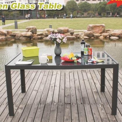 1.4m glass big garden aluminum table with chair for dinner or picnic