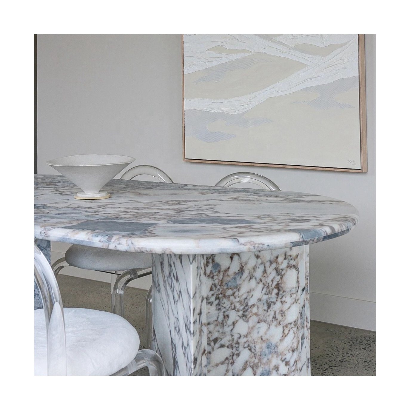 Classical dining room furniture European marble Luxury Polished Natural Stone Calacatta Nero Blue Marble Dining Table