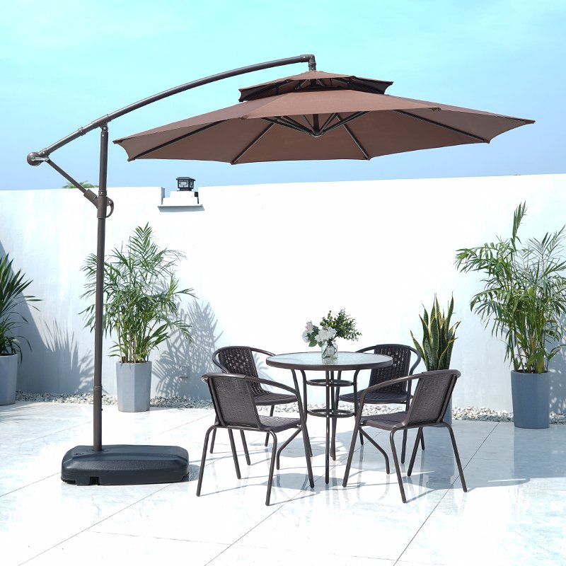 Hot Sale 5-piece round Garden Set wiht umbrella Hotel villa outdoor courtyard backyard balcony patio dining table and chairs set