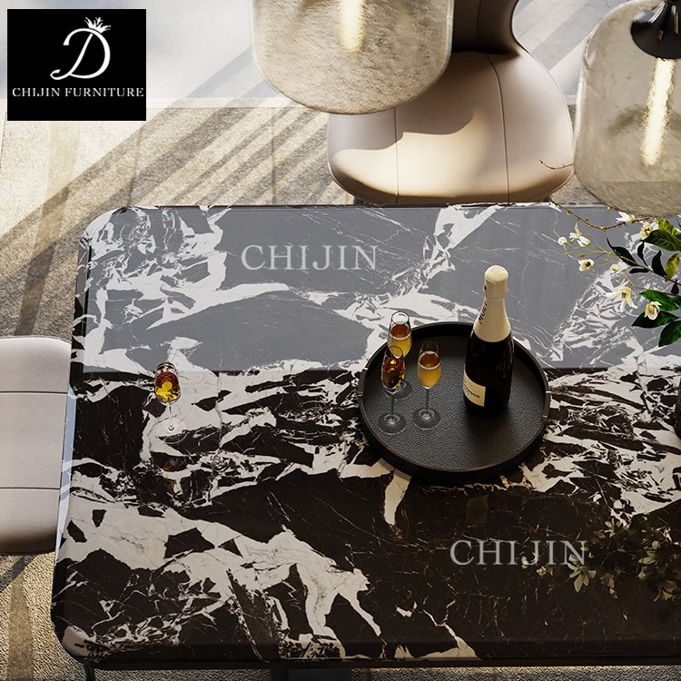 Modern Luxury Dining Table Set Durable Stainless Steel Metal for Home or Villa Kitchen & Dining Room Furniture