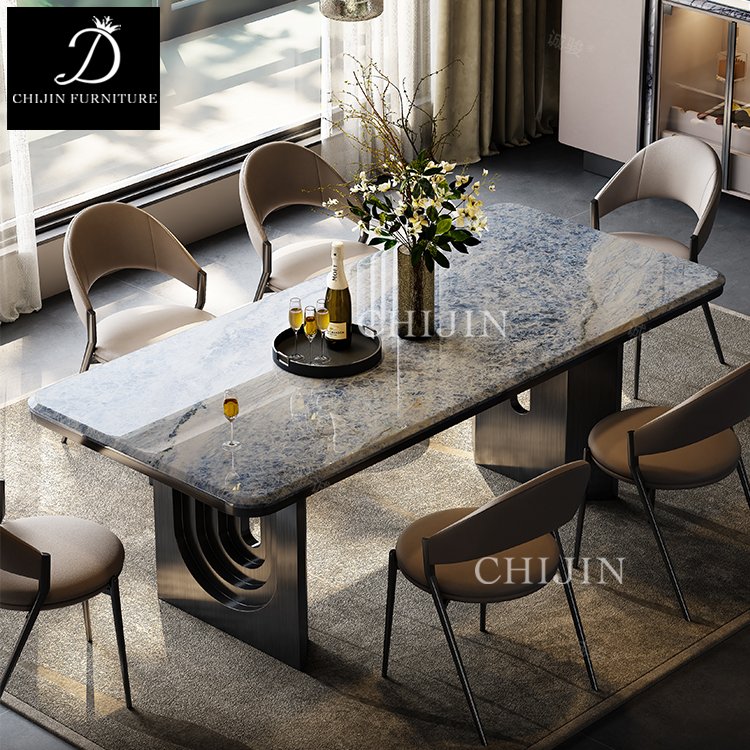 Modern Luxury Dining Table Set Durable Stainless Steel Metal for Home or Villa Kitchen & Dining Room Furniture