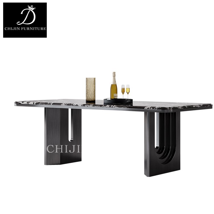 Modern Luxury Dining Table Set Durable Stainless Steel Metal for Home or Villa Kitchen & Dining Room Furniture