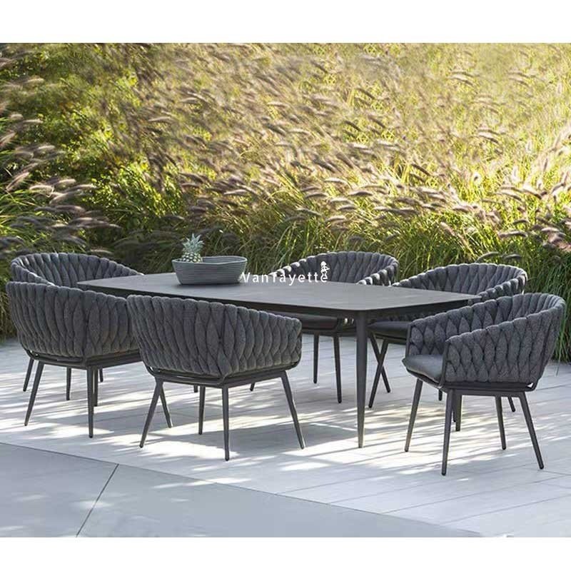 Garden Furniture Dining Sets Patio Dining Chairs Set of 6 Patio Dining Garden Table and Chairs Woven Rope Outdoor Furniture