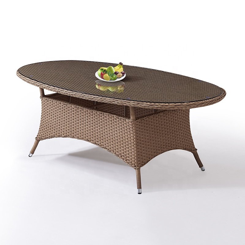 Modern Best Brown Garden Wicker Table 8 Seater Chairs Furniture Outdoor Patio Rattan Aluminum 9 Piece Dining Set