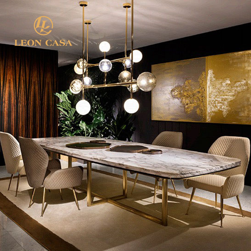 High Quality Home Furniture Dining Room Table Sets Nordic Rectangular Luxury 6 Seater Modern Marble Dining Table Set