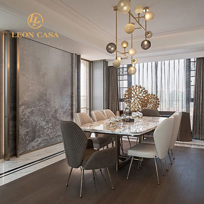 High Quality Home Furniture Dining Room Table Sets Nordic Rectangular Luxury 6 Seater Modern Marble Dining Table Set