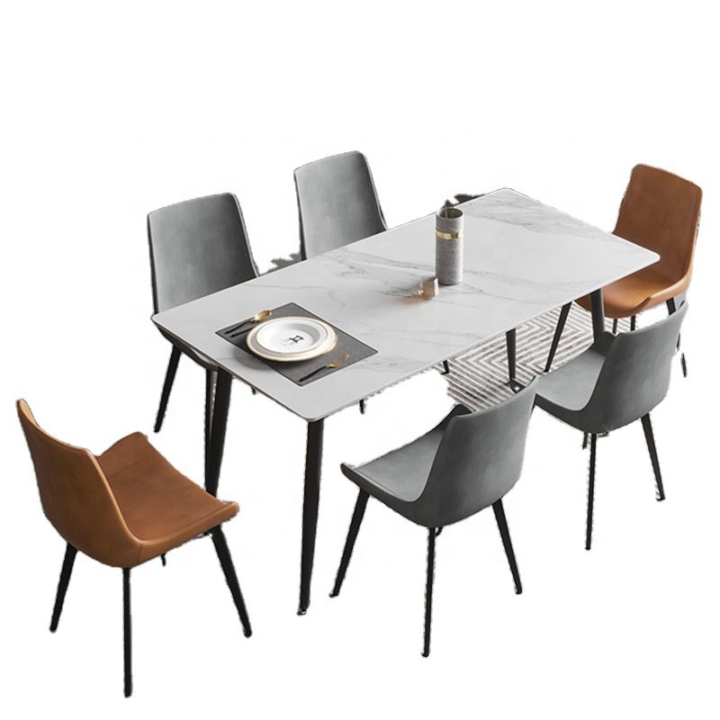 Hot selling black white dining room furniture modern marble luxury dining table and chair set dining tables