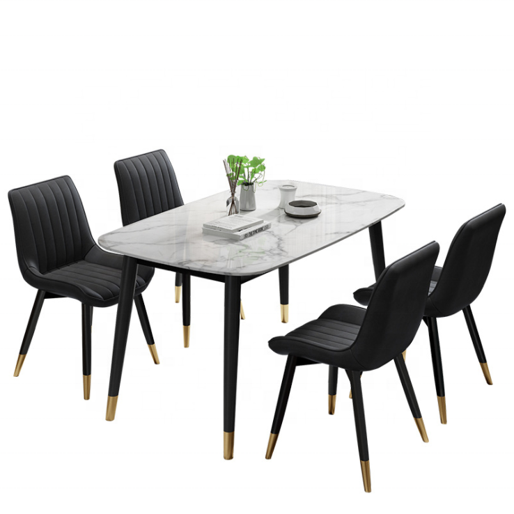 Hot selling black white dining room furniture modern marble luxury dining table and chair set dining tables