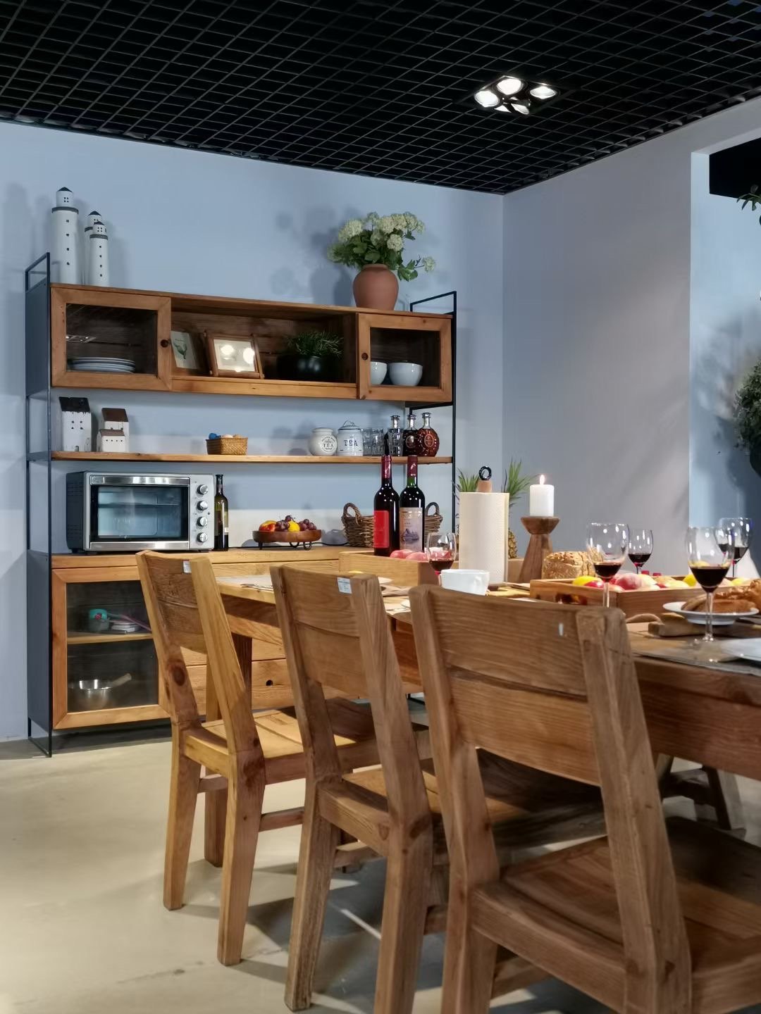 Dining table Pine Wood Chinese Restaurant Extendable Wooden dining tables