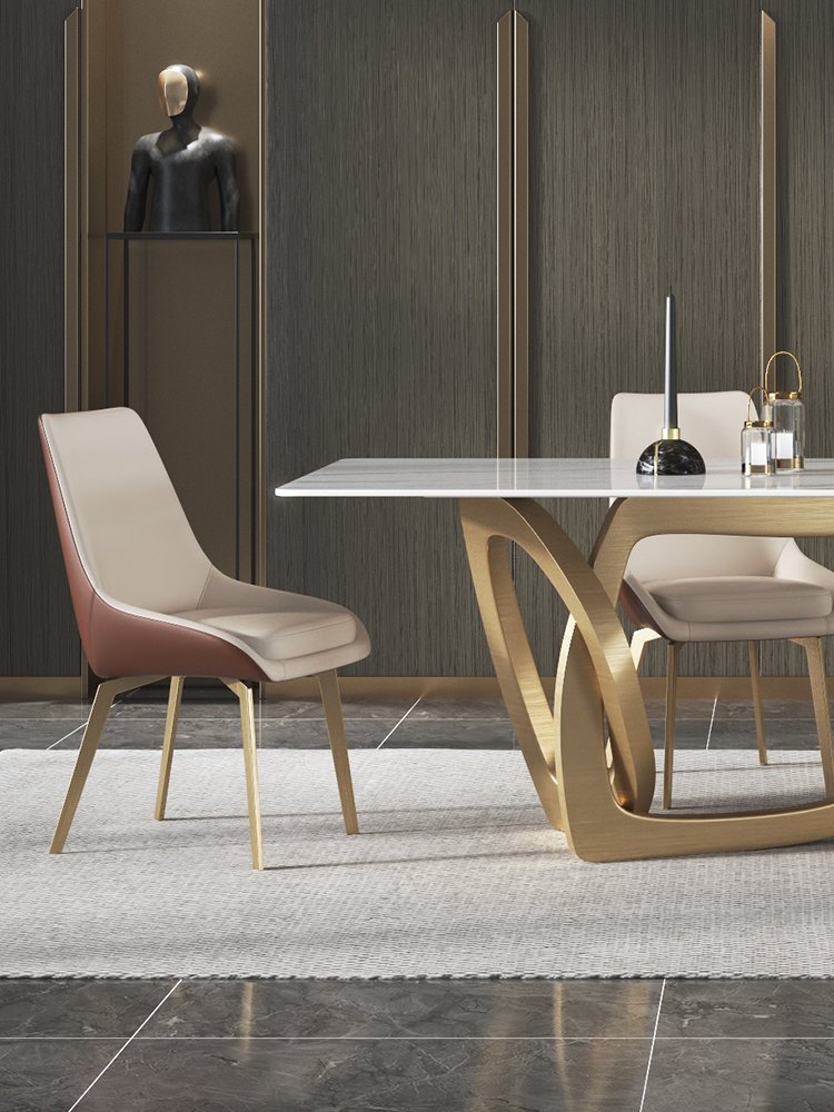 Stainless Steel Titanium Brushed Seal Glaze Slate Dining Table Classic Dining Room Set Modern Marble Top Modern Dining Table