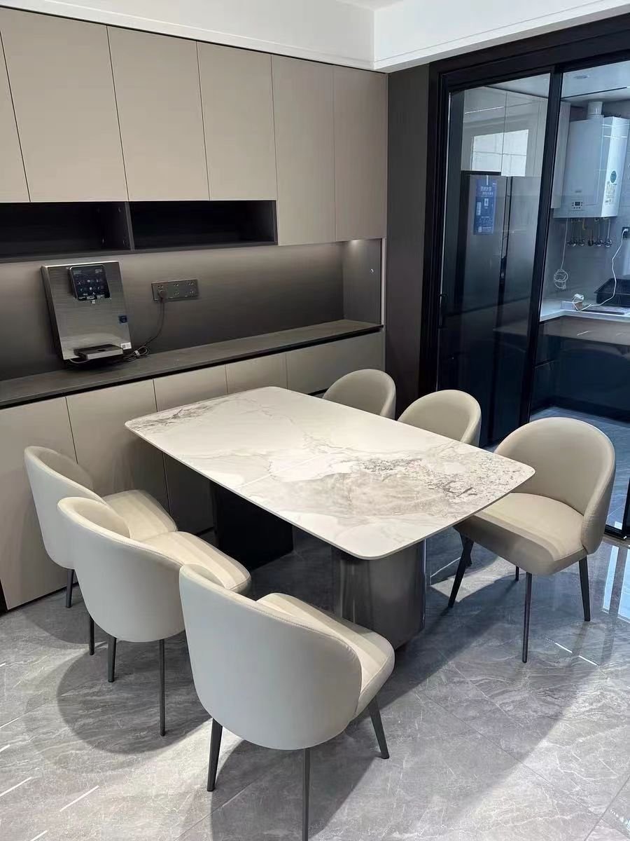 Italian rock plate table and chair combination modern simple high-end rectangular family small family table