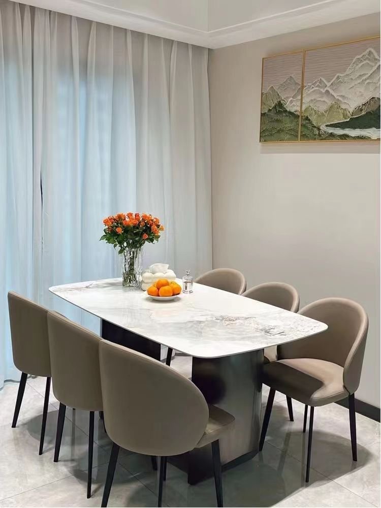 Italian rock plate table and chair combination modern simple high-end rectangular family small family table