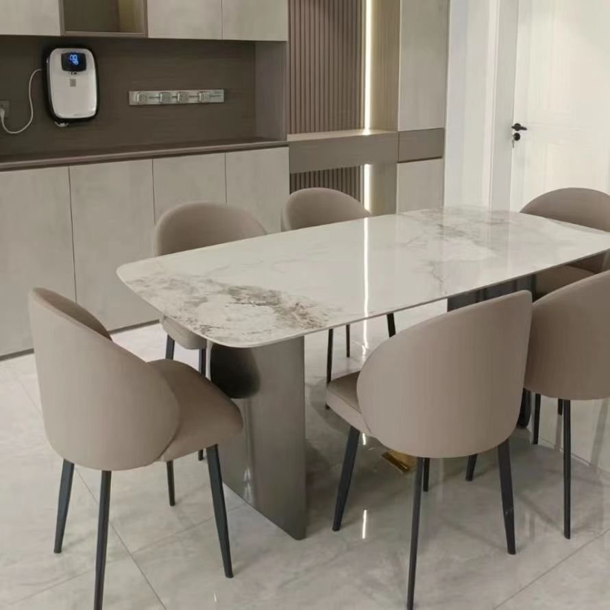 Italian rock plate table and chair combination modern simple high-end rectangular family small family table